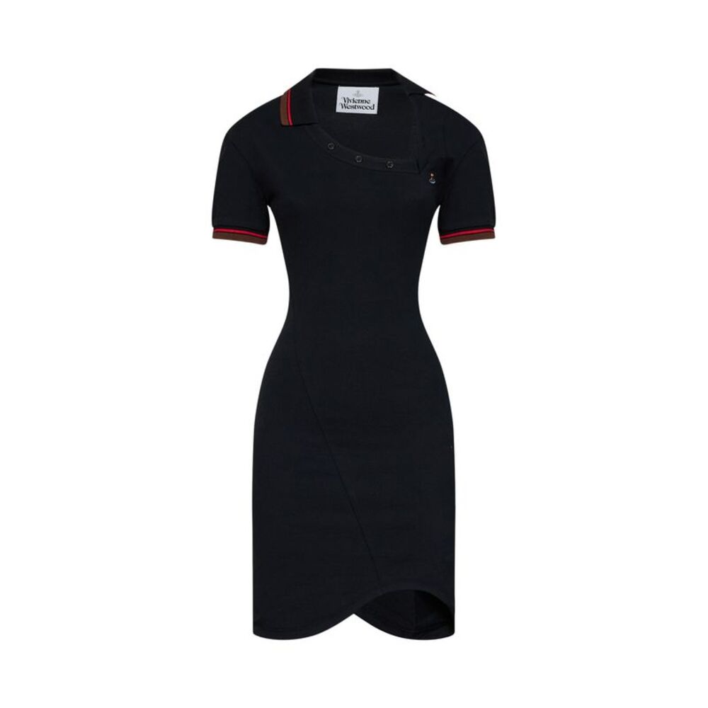 Vivienne Westwood Women Black Cotton Piqué Glory Asymmetric Polo Mini Dress